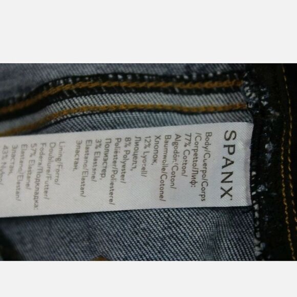 Spanx Size Large Distressed Ankle Skinny Jeans, Medium Wash 20203R - Picture 5 of 6